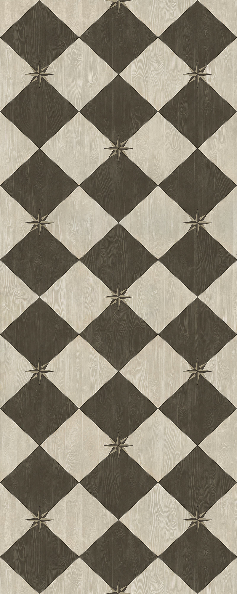Vintage Vinyl Floorcloth Rug (Williamsburg – Compass Diamond – Garden Allée)