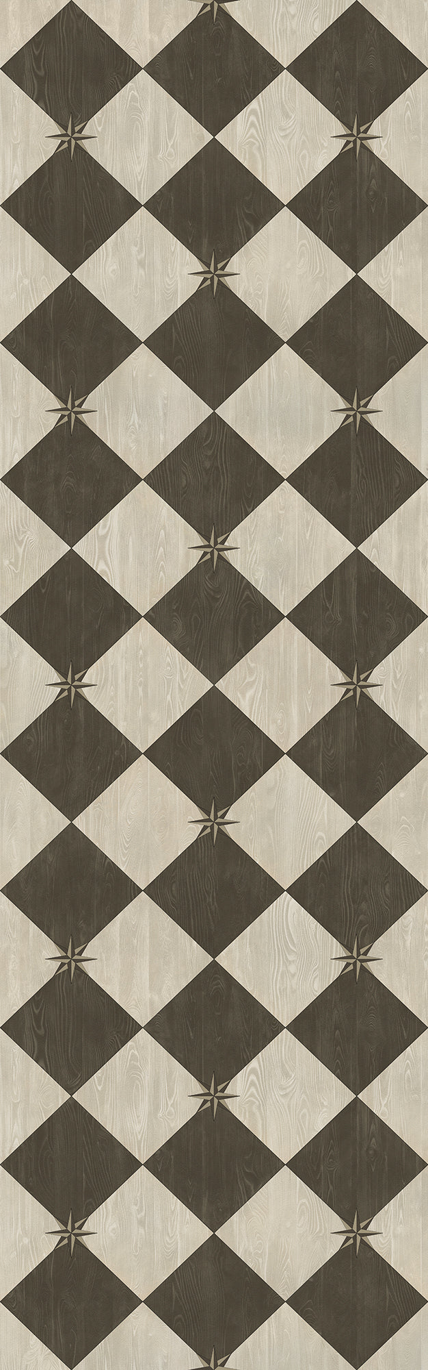 Vintage Vinyl Floorcloth Rug (Williamsburg – Compass Diamond – Garden Allée)