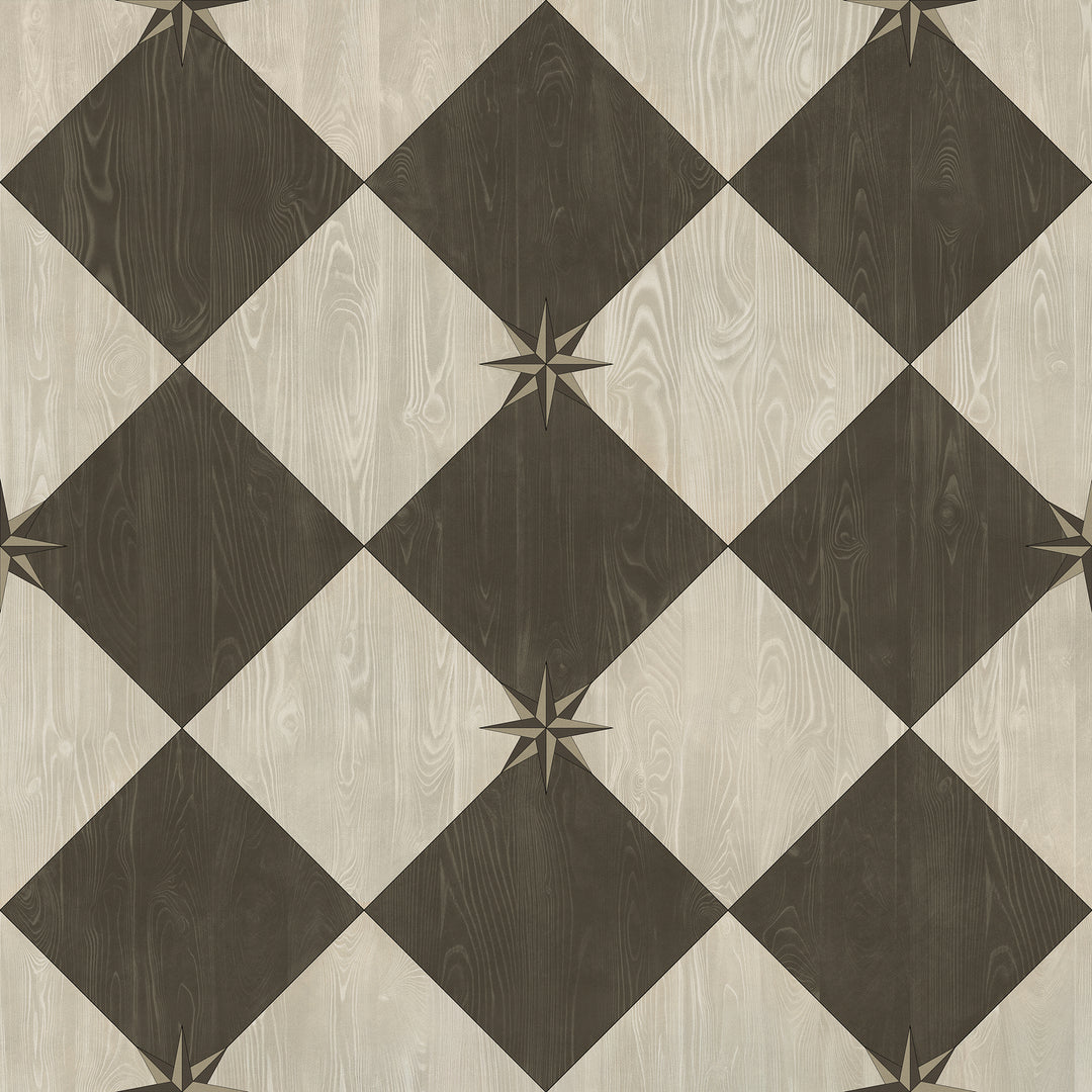 Vintage Vinyl Floorcloth Rug (Williamsburg – Compass Diamond – Garden Allée)