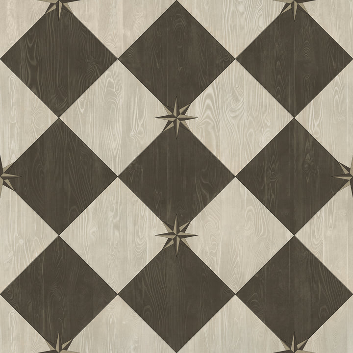 Vintage Vinyl Floorcloth Rug (Williamsburg – Compass Diamond – Garden Allée)