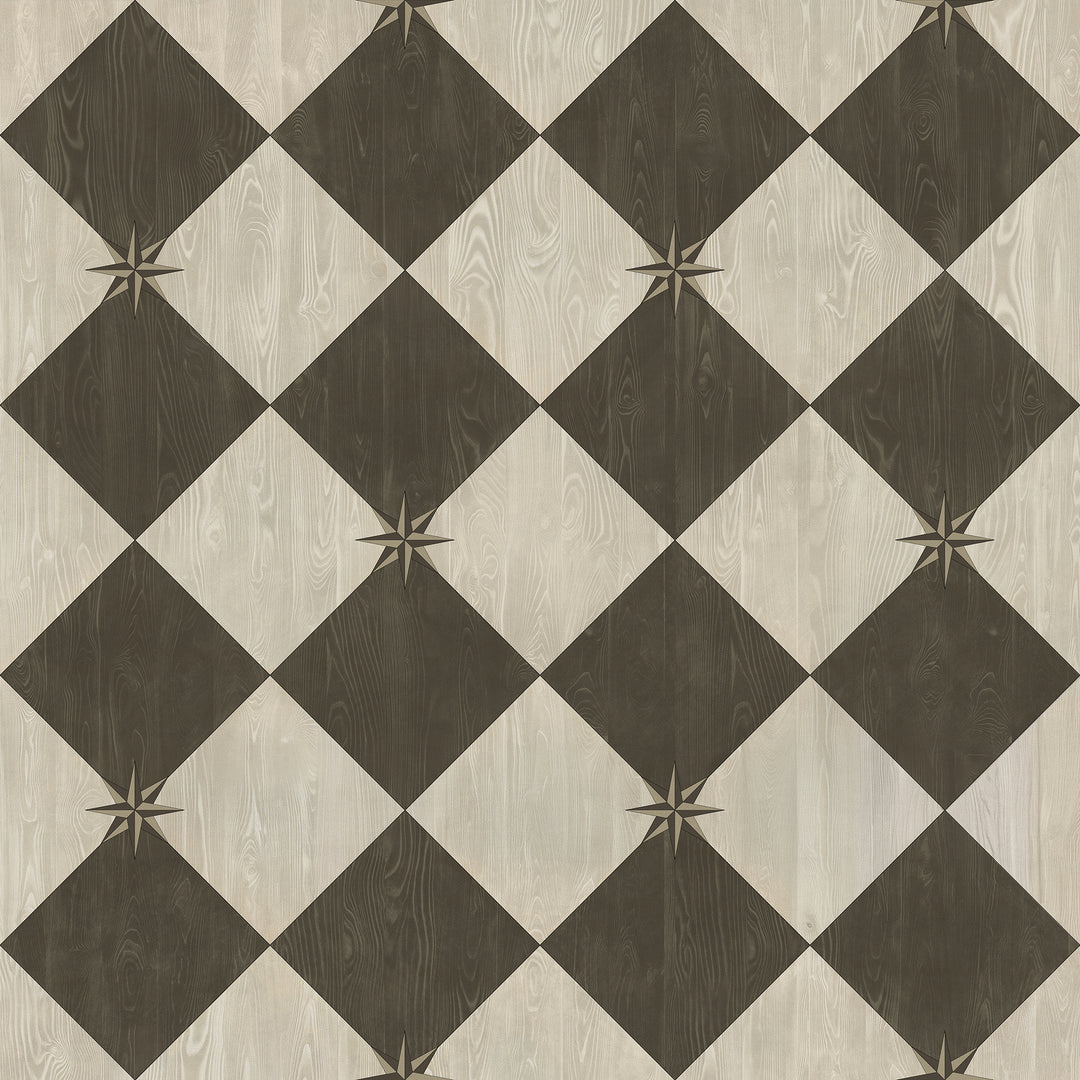Vintage Vinyl Floorcloth Rug (Williamsburg – Compass Diamond – Garden Allée)
