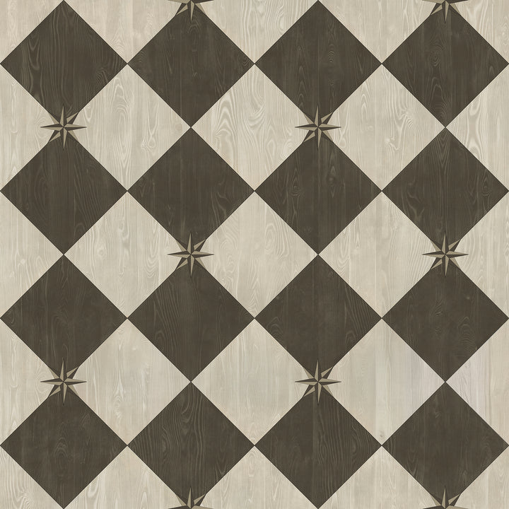 Vintage Vinyl Floorcloth Rug (Williamsburg – Compass Diamond – Garden Allée)