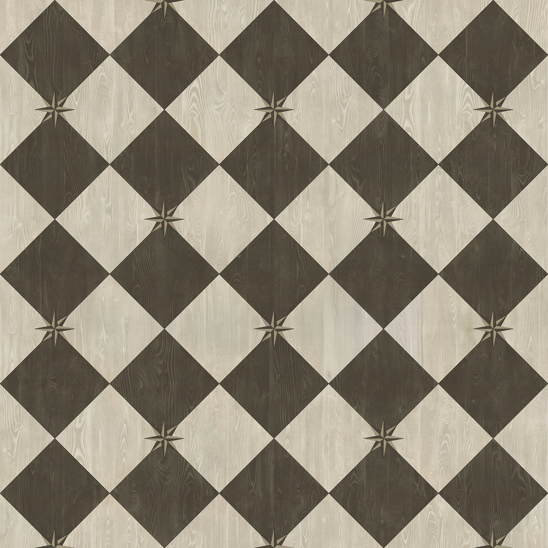 Vintage Vinyl Floorcloth Rug (Williamsburg – Compass Diamond – Garden Allée)