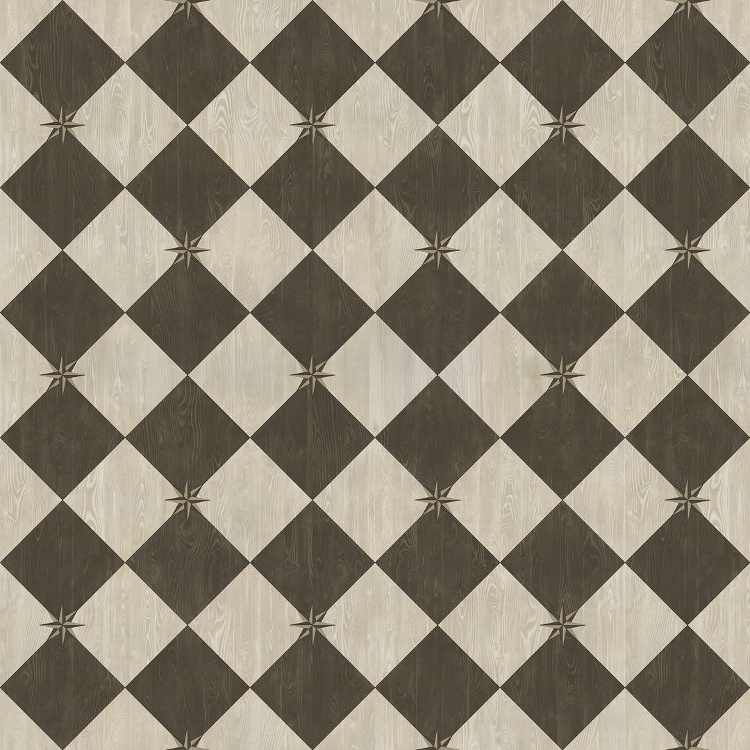 Vintage Vinyl Floorcloth Rug (Williamsburg – Compass Diamond – Garden Allée)