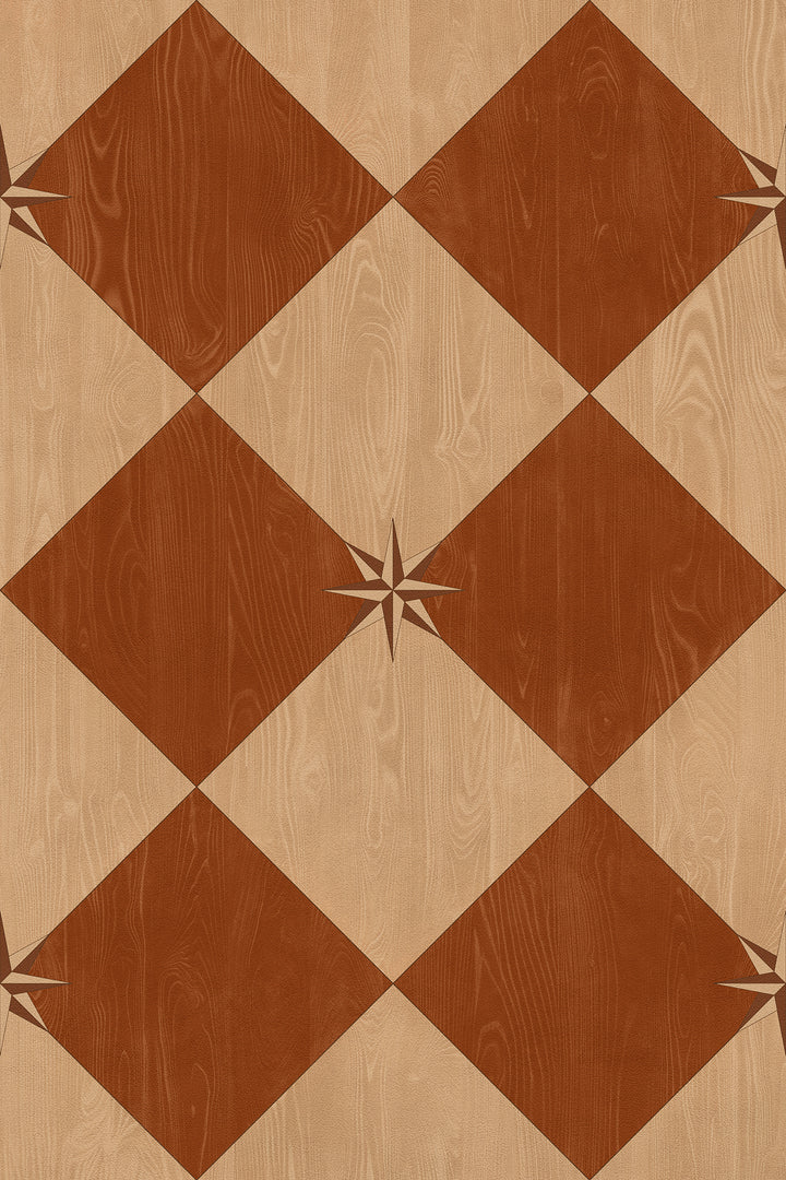 Vintage Vinyl Floorcloth Rug (Williamsburg – Compass Diamond – Garden Terrace)