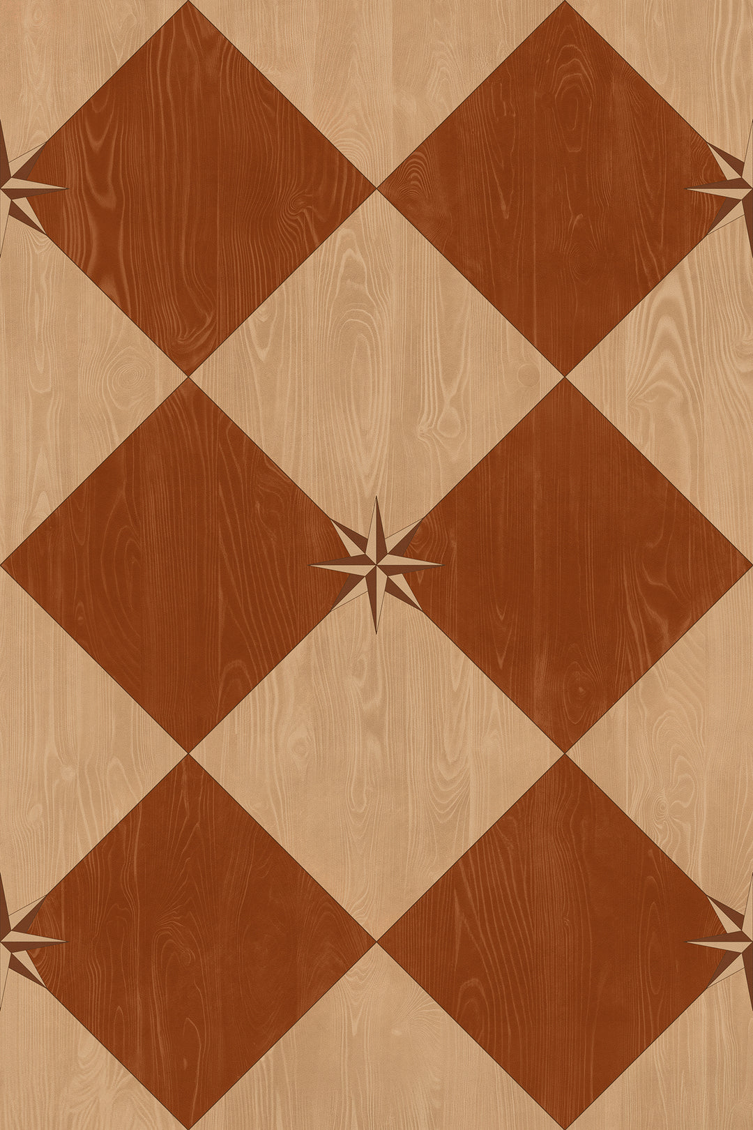 Vintage Vinyl Floorcloth Rug (Williamsburg – Compass Diamond – Garden Terrace)