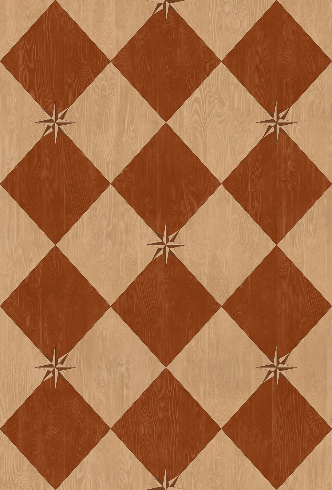 Vintage Vinyl Floorcloth Rug (Williamsburg – Compass Diamond – Garden Terrace)