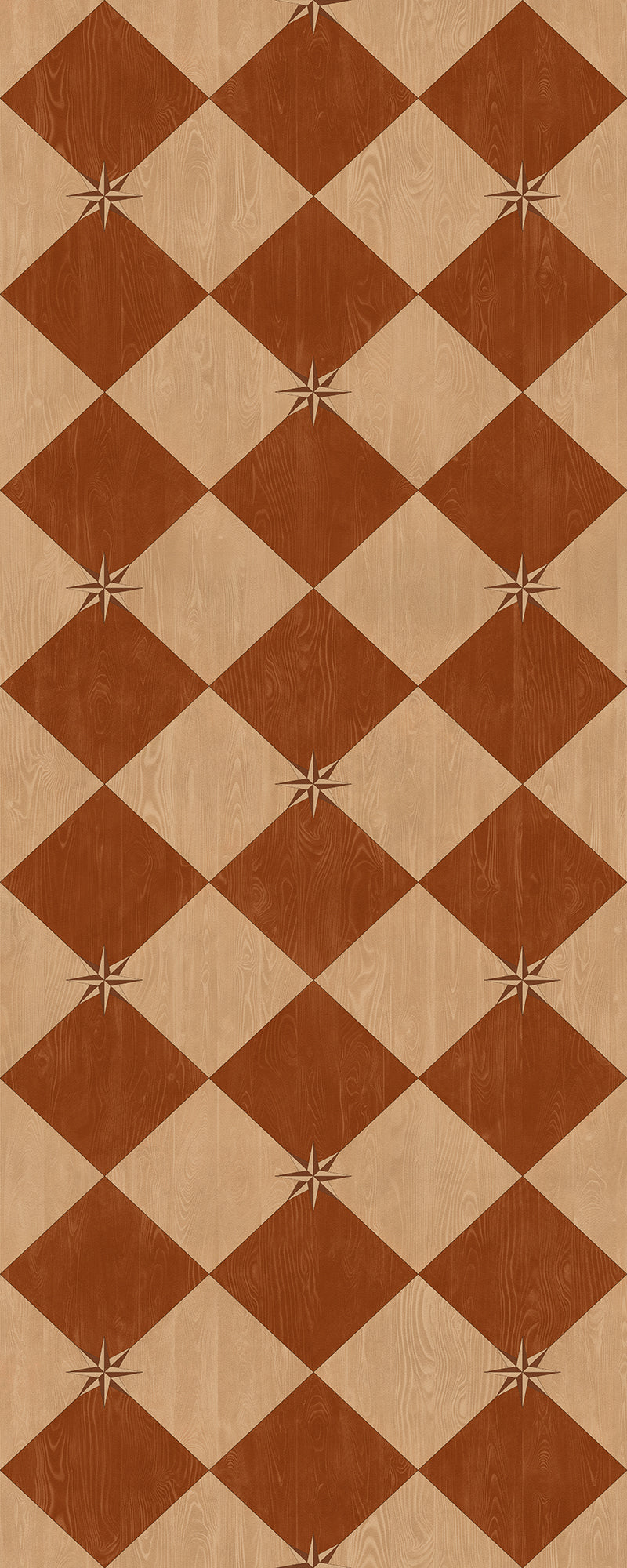 Vintage Vinyl Floorcloth Rug (Williamsburg – Compass Diamond – Garden Terrace)