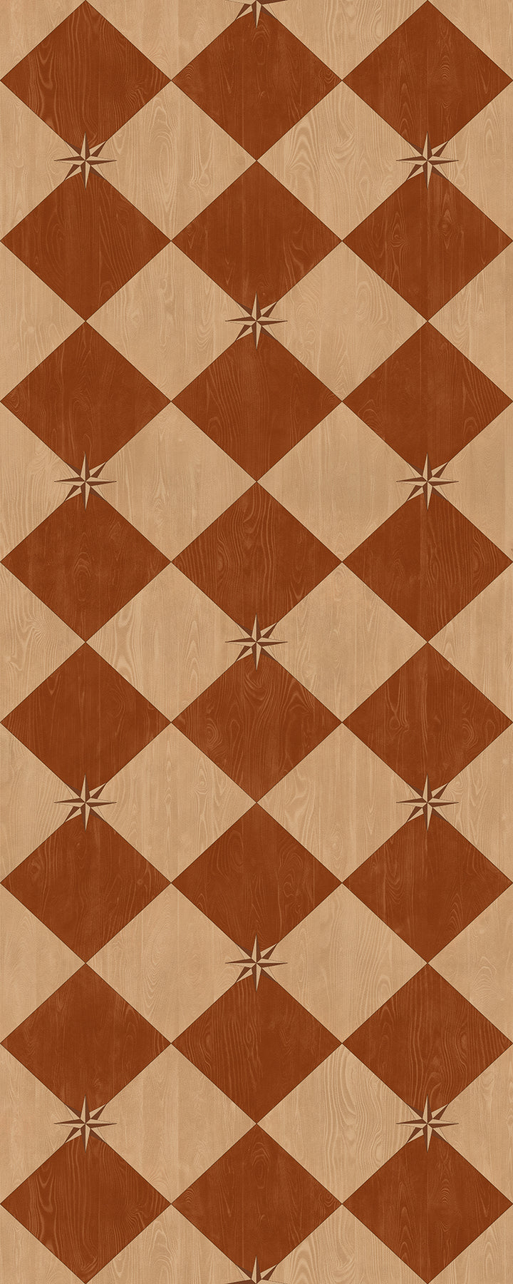 Vintage Vinyl Floorcloth Rug (Williamsburg – Compass Diamond – Garden Terrace)