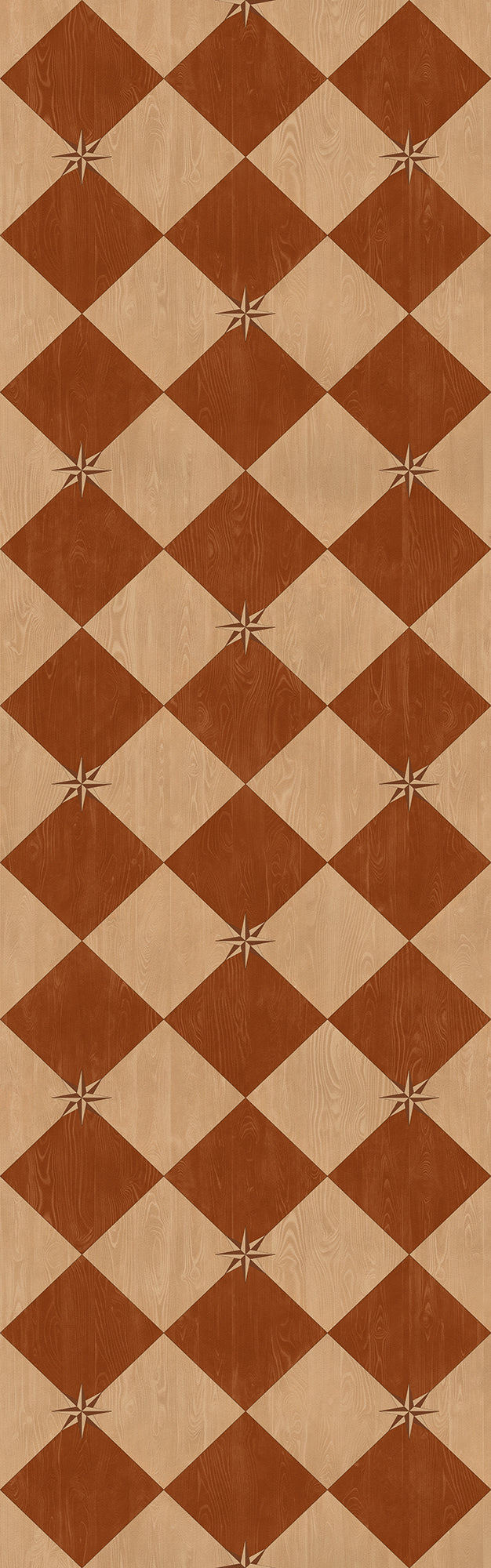 Vintage Vinyl Floorcloth Rug (Williamsburg – Compass Diamond – Garden Terrace)
