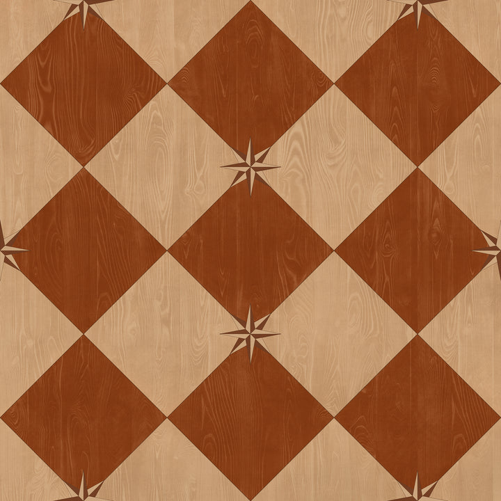 Vintage Vinyl Floorcloth Rug (Williamsburg – Compass Diamond – Garden Terrace)