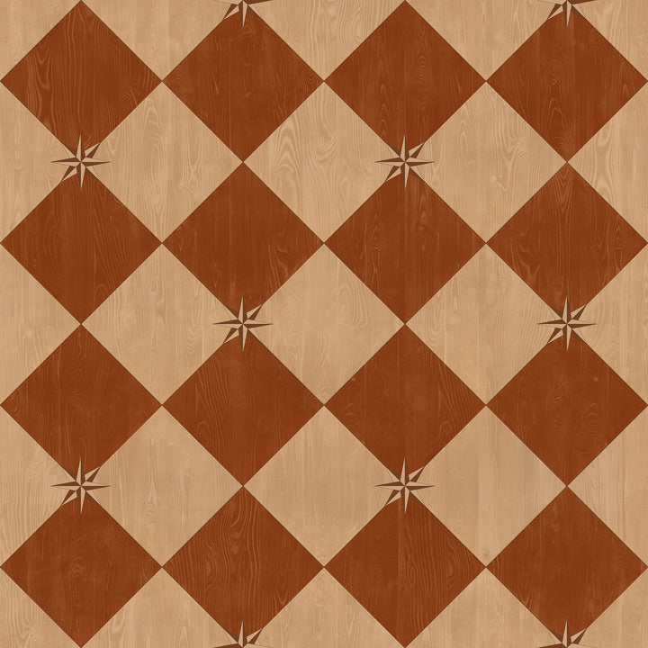Vintage Vinyl Floorcloth Rug (Williamsburg – Compass Diamond – Garden Terrace)