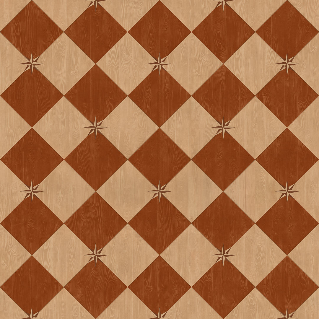 Vintage Vinyl Floorcloth Rug (Williamsburg – Compass Diamond – Garden Terrace)