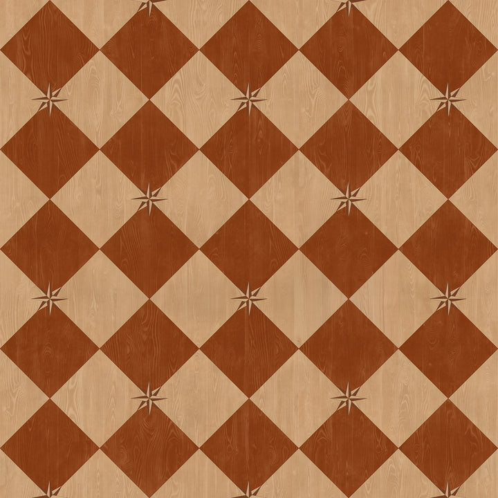 Vintage Vinyl Floorcloth Rug (Williamsburg – Compass Diamond – Garden Terrace)