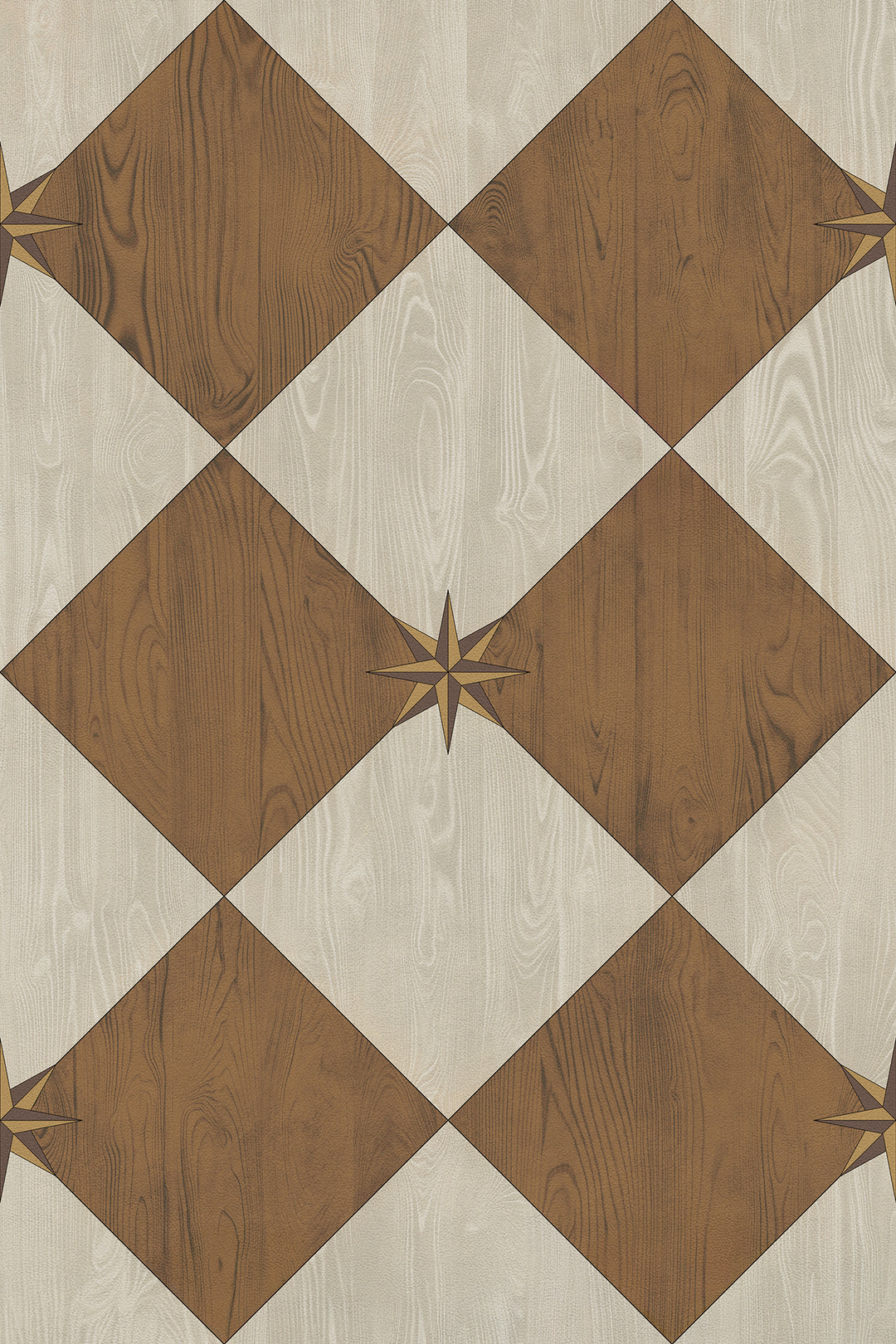 Vintage Vinyl Floorcloth Rug (Williamsburg – Compass Diamond – Garden Grounds)