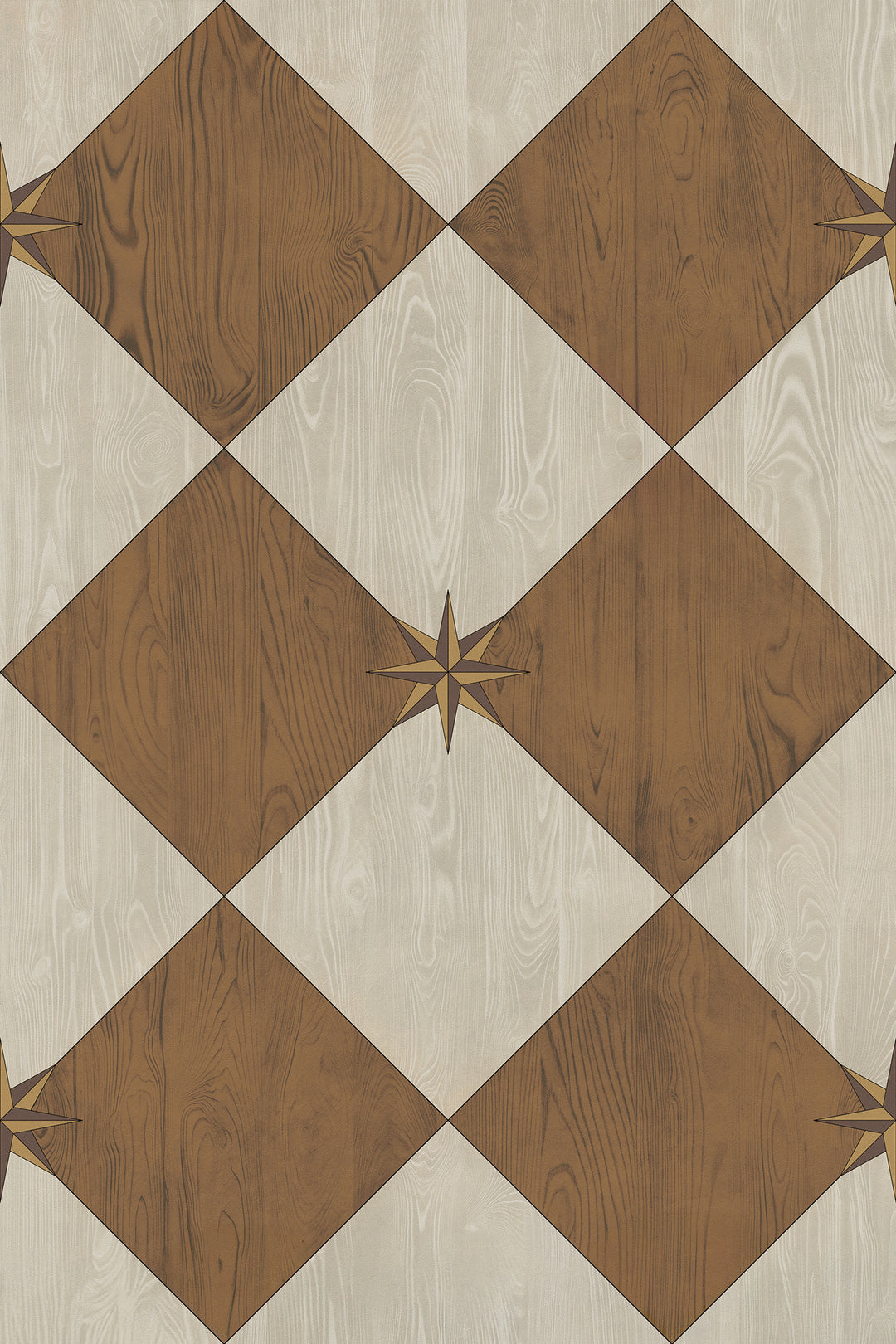 Vintage Vinyl Floorcloth Rug (Williamsburg – Compass Diamond – Garden Grounds)