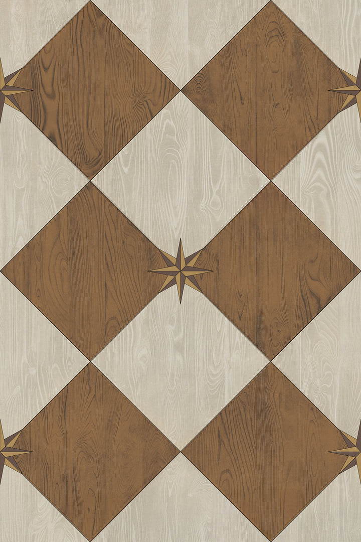 Vintage Vinyl Floorcloth Rug (Williamsburg – Compass Diamond – Garden Grounds)