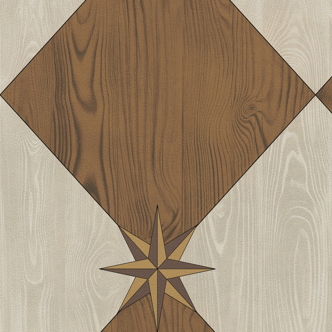 Vintage Vinyl Floorcloth Rug (Williamsburg – Compass Diamond – Garden Grounds)