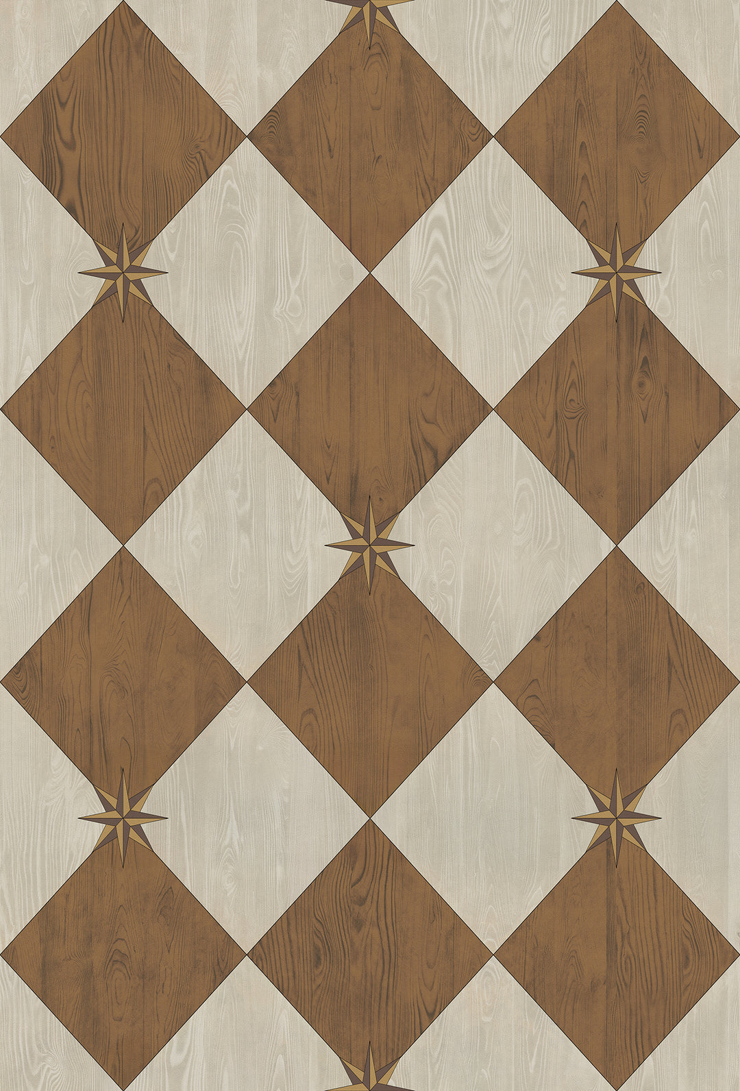 Vintage Vinyl Floorcloth Rug (Williamsburg – Compass Diamond – Garden Grounds)