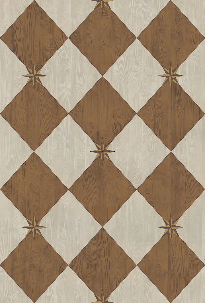 Vintage Vinyl Floorcloth Rug (Williamsburg – Compass Diamond – Garden Grounds)