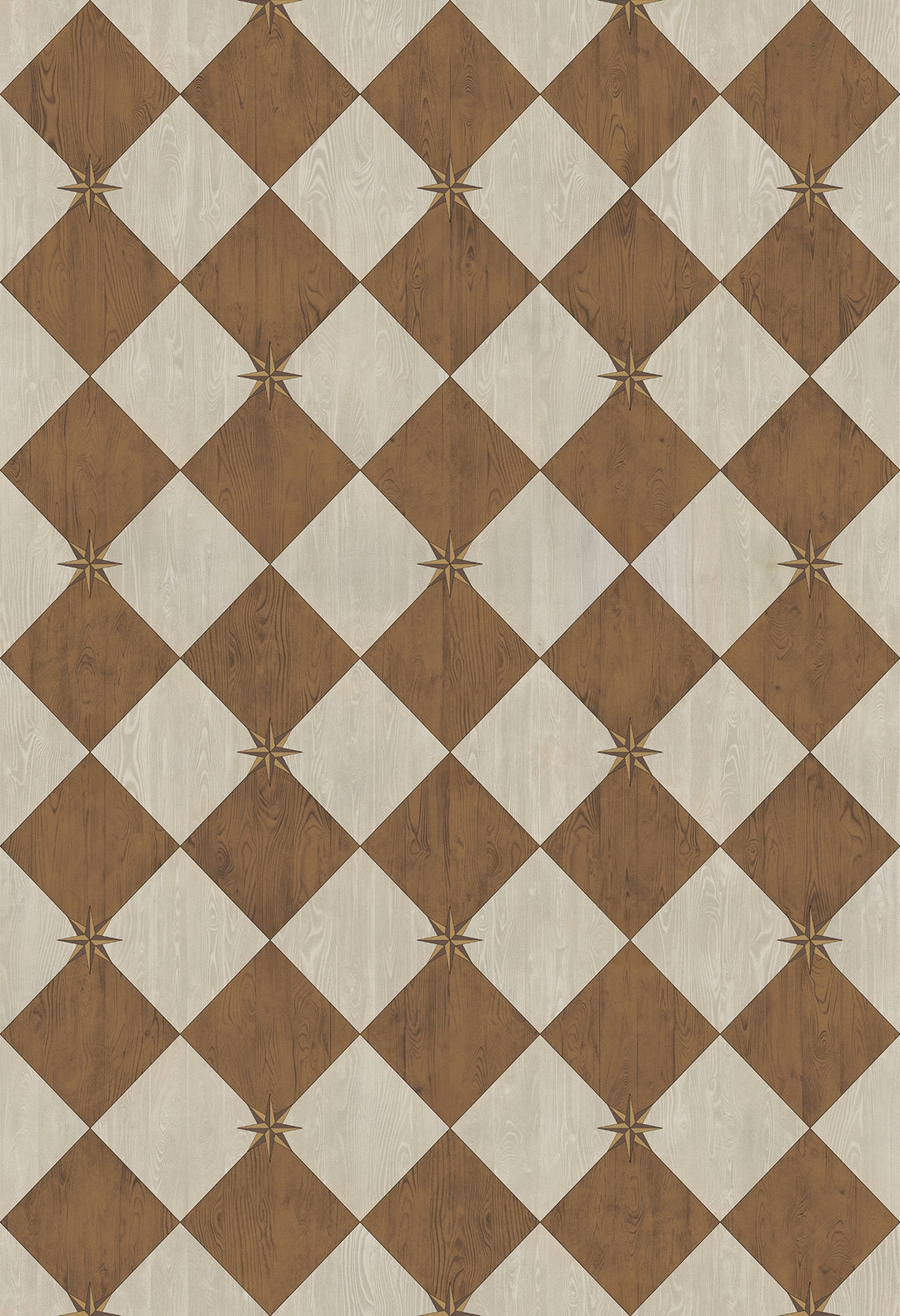 Vintage Vinyl Floorcloth Rug (Williamsburg – Compass Diamond – Garden Grounds)