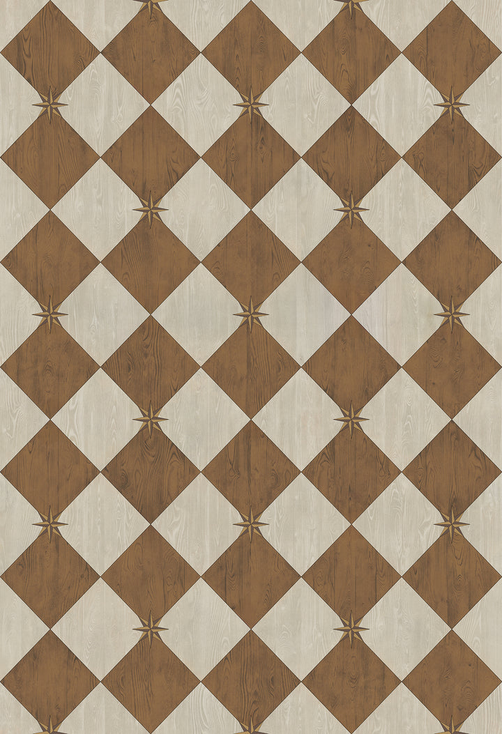 Vintage Vinyl Floorcloth Rug (Williamsburg – Compass Diamond – Garden Grounds)