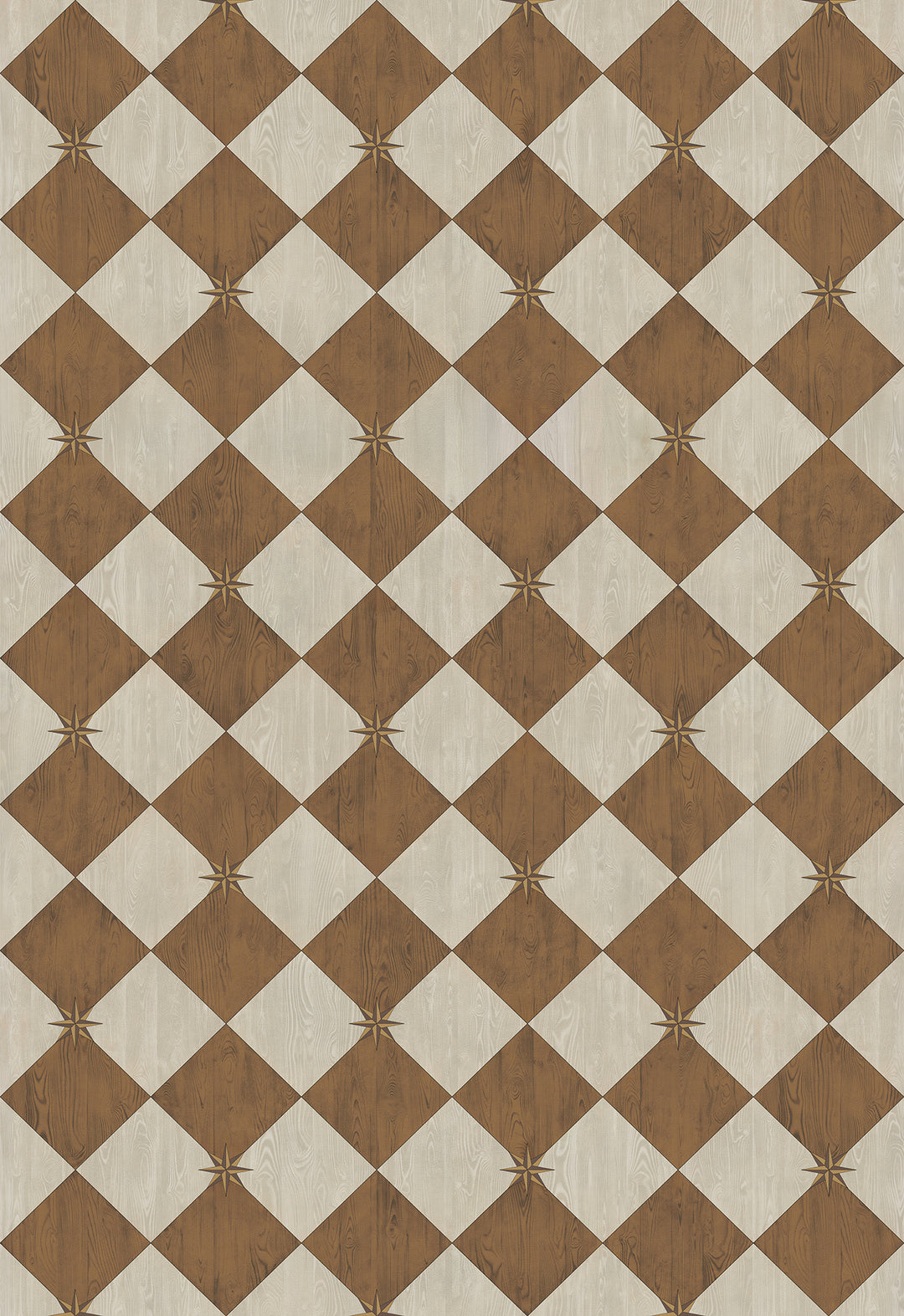 Vintage Vinyl Floorcloth Rug (Williamsburg – Compass Diamond – Garden Grounds)