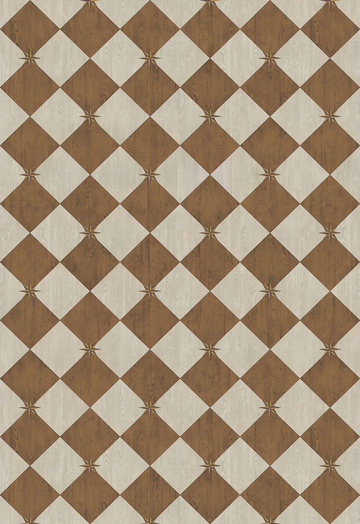 Vintage Vinyl Floorcloth Rug (Williamsburg – Compass Diamond – Garden Grounds)