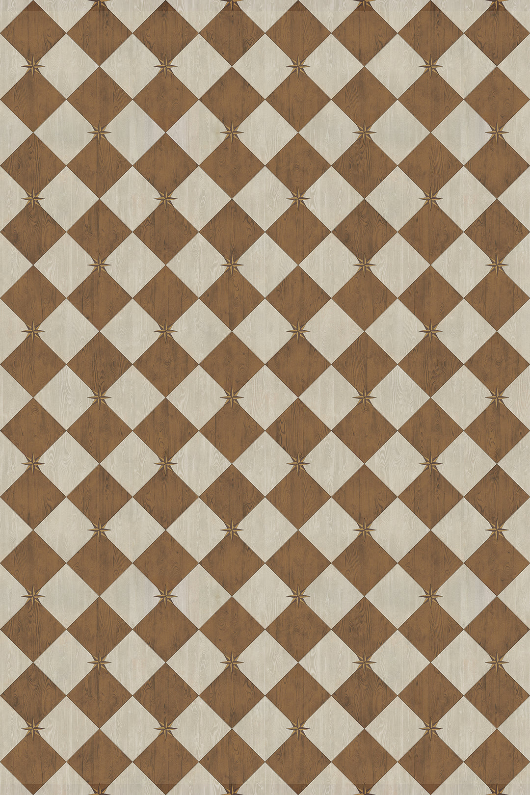 Vintage Vinyl Floorcloth Rug (Williamsburg – Compass Diamond – Garden Grounds)