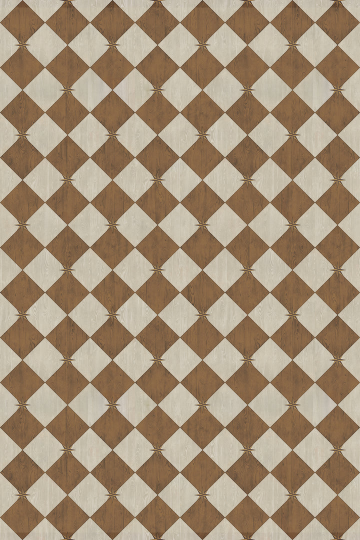 Vintage Vinyl Floorcloth Rug (Williamsburg – Compass Diamond – Garden Grounds)