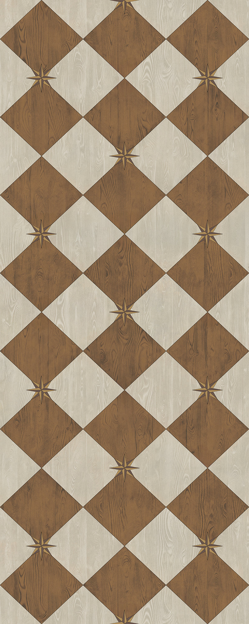 Vintage Vinyl Floorcloth Rug (Williamsburg – Compass Diamond – Garden Grounds)