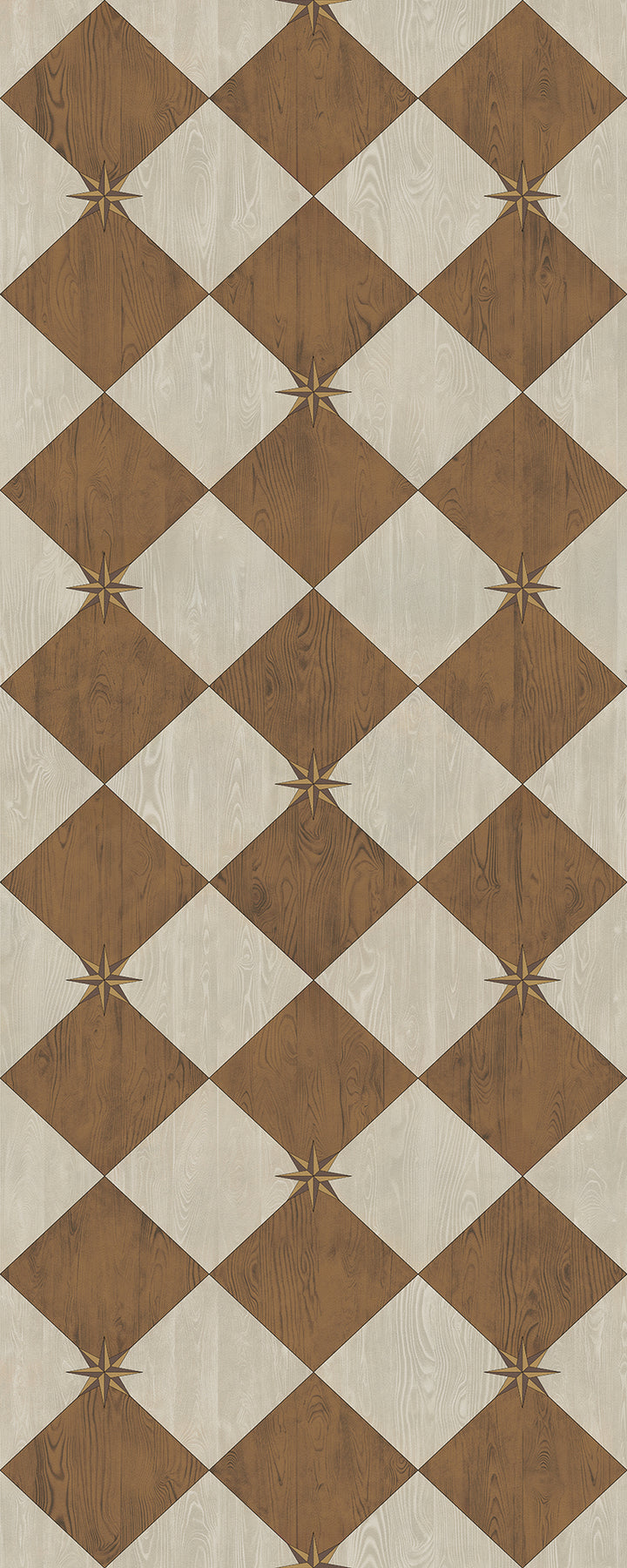 Vintage Vinyl Floorcloth Rug (Williamsburg – Compass Diamond – Garden Grounds)