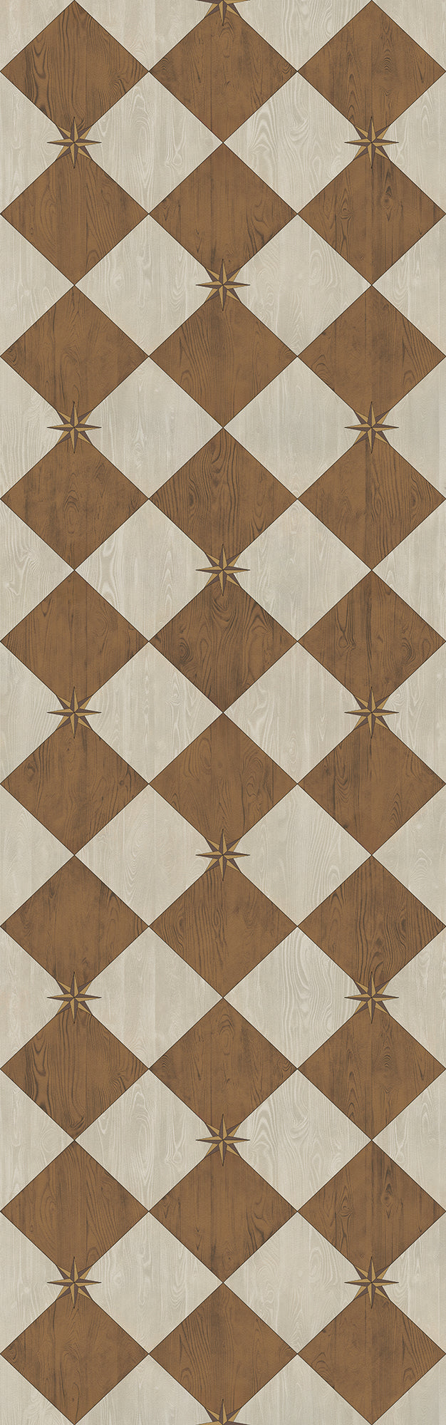 Vintage Vinyl Floorcloth Rug (Williamsburg – Compass Diamond – Garden Grounds)