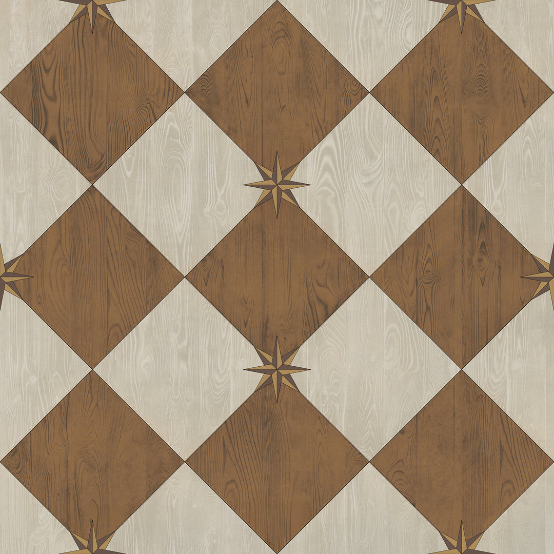 Vintage Vinyl Floorcloth Rug (Williamsburg – Compass Diamond – Garden Grounds)