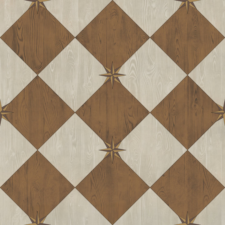 Vintage Vinyl Floorcloth Rug (Williamsburg – Compass Diamond – Garden Grounds)