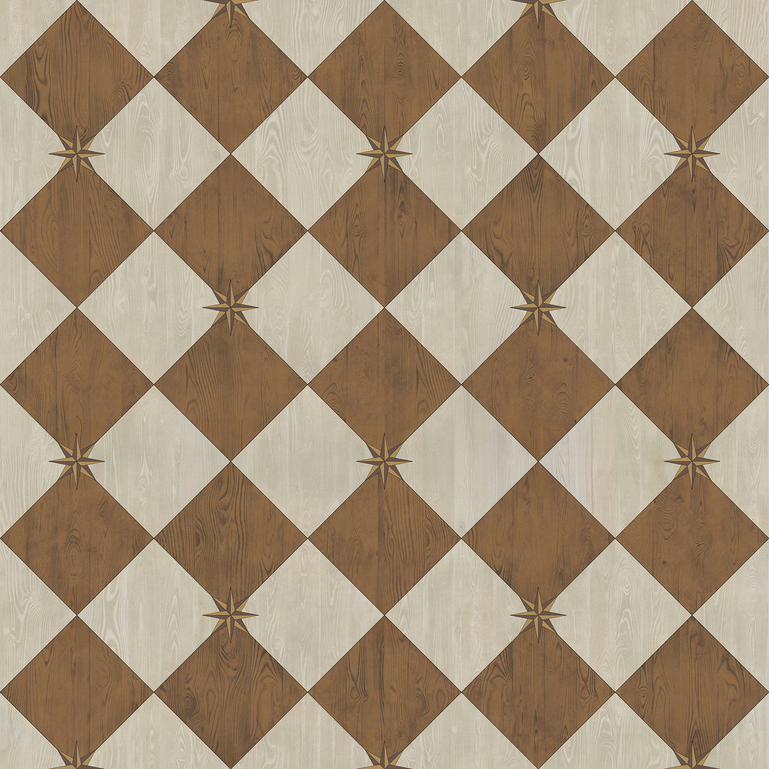 Vintage Vinyl Floorcloth Rug (Williamsburg – Compass Diamond – Garden Grounds)