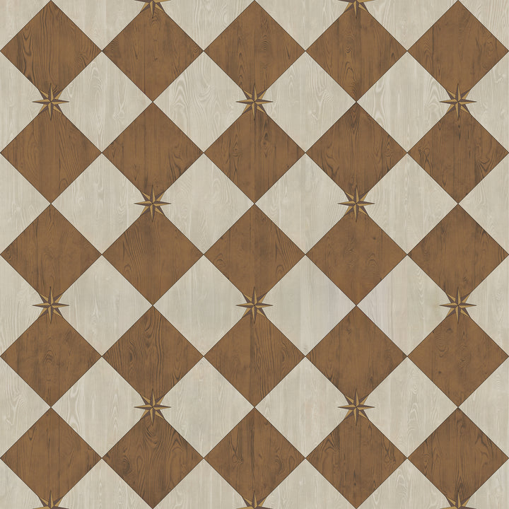 Vintage Vinyl Floorcloth Rug (Williamsburg – Compass Diamond – Garden Grounds)