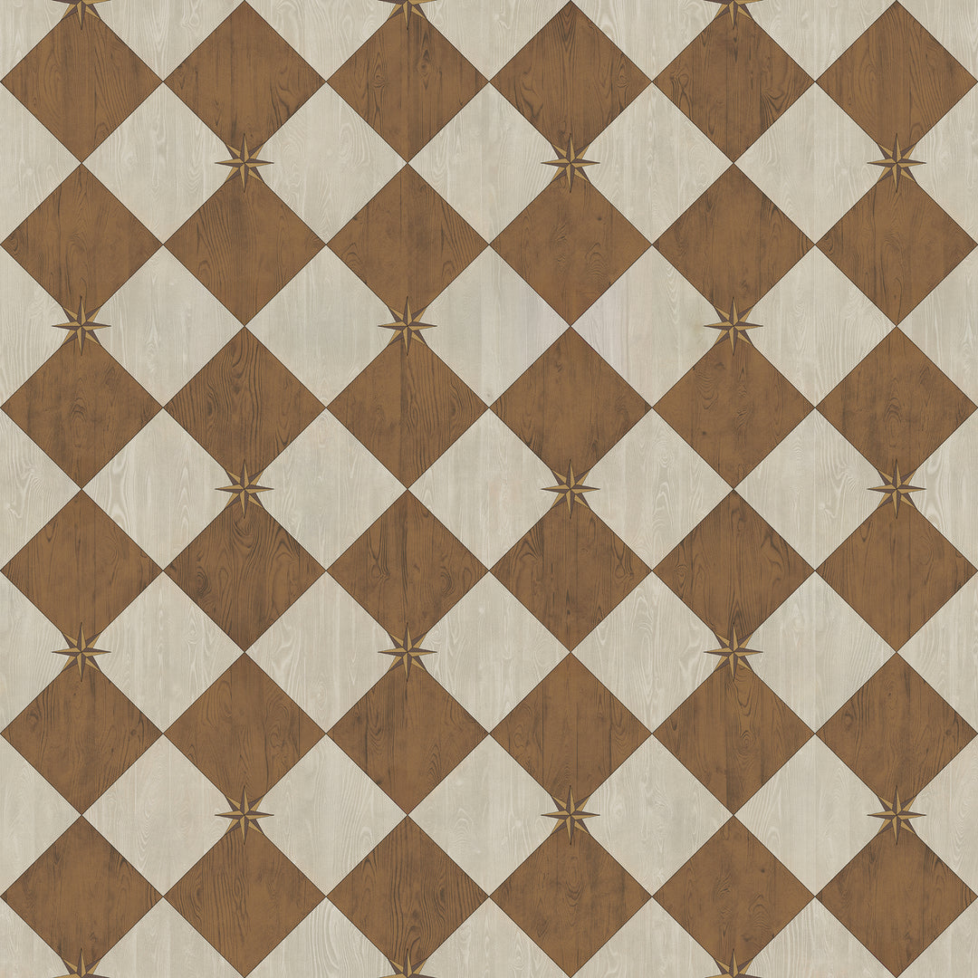 Vintage Vinyl Floorcloth Rug (Williamsburg – Compass Diamond – Garden Grounds)
