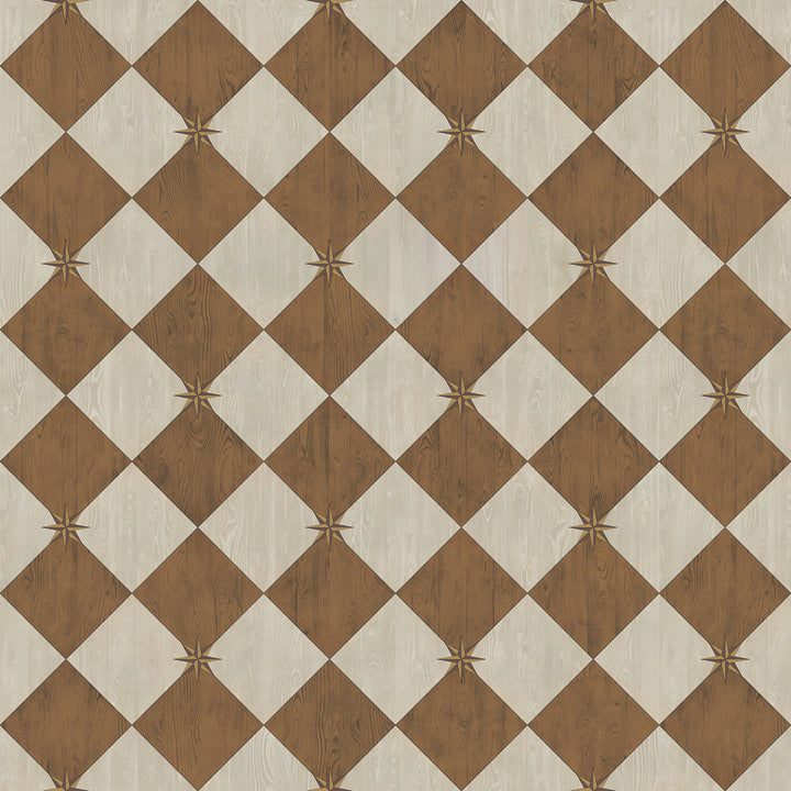Vintage Vinyl Floorcloth Rug (Williamsburg – Compass Diamond – Garden Grounds)