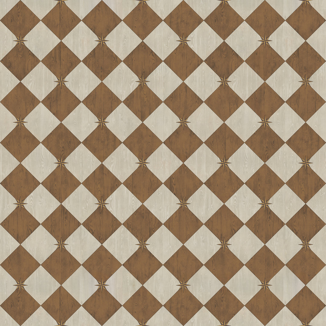 Vintage Vinyl Floorcloth Rug (Williamsburg – Compass Diamond – Garden Grounds)