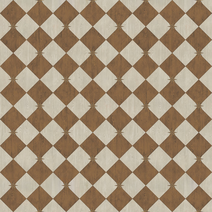 Vintage Vinyl Floorcloth Rug (Williamsburg – Compass Diamond – Garden Grounds)