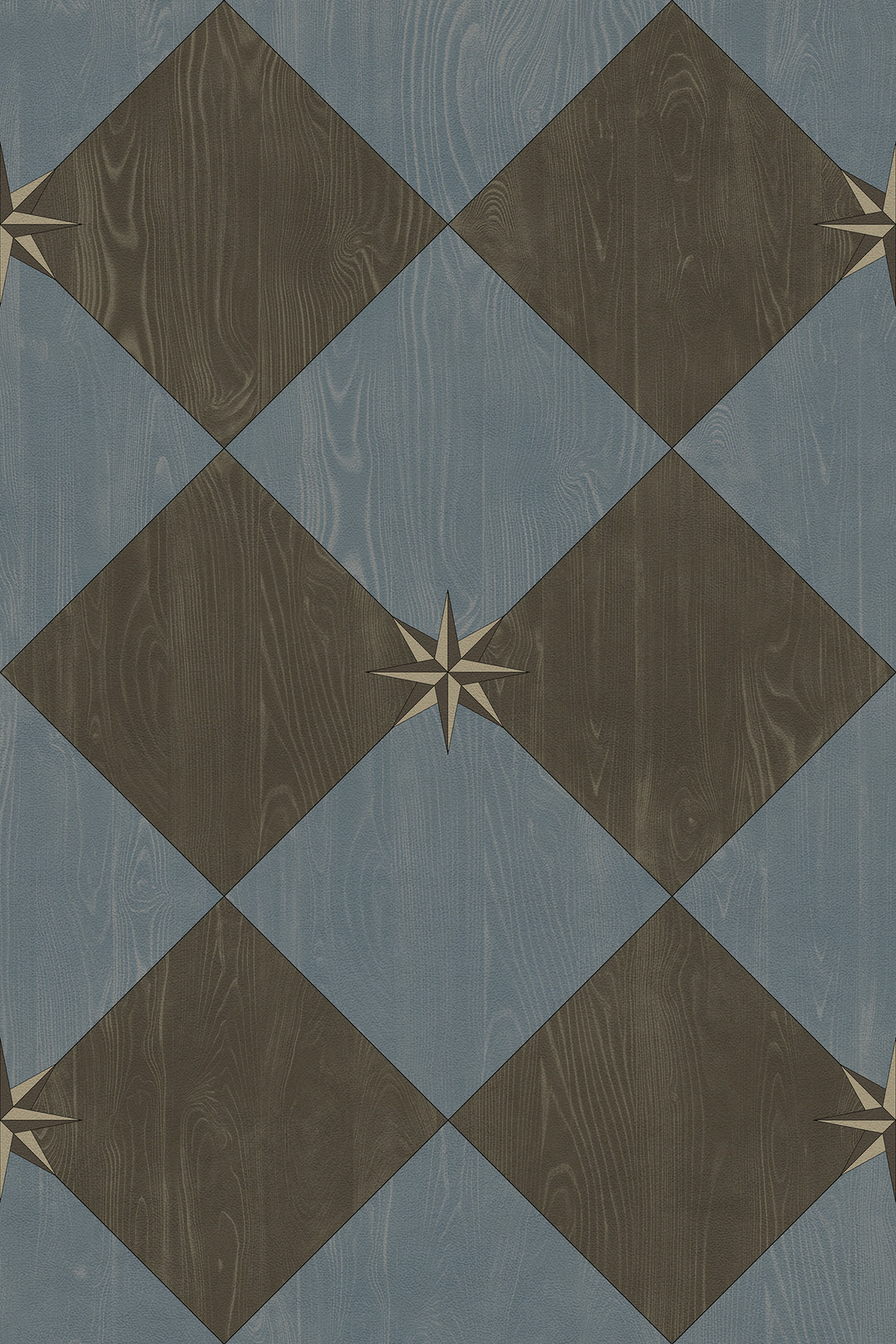 Vintage Vinyl Floorcloth Rug (Williamsburg – Compass Diamond – Garden Soirée)