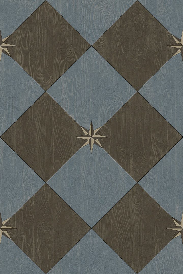 Vintage Vinyl Floorcloth Rug (Williamsburg – Compass Diamond – Garden Soirée)