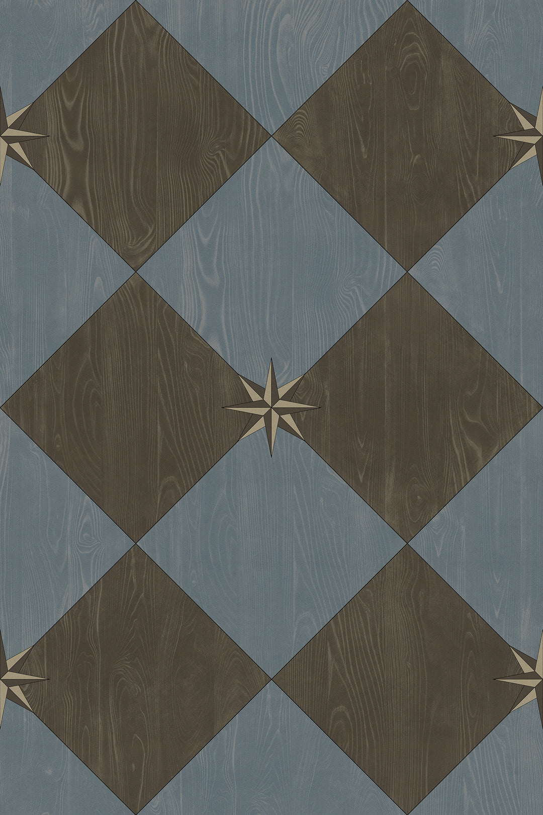 Vintage Vinyl Floorcloth Rug (Williamsburg – Compass Diamond – Garden Soirée)
