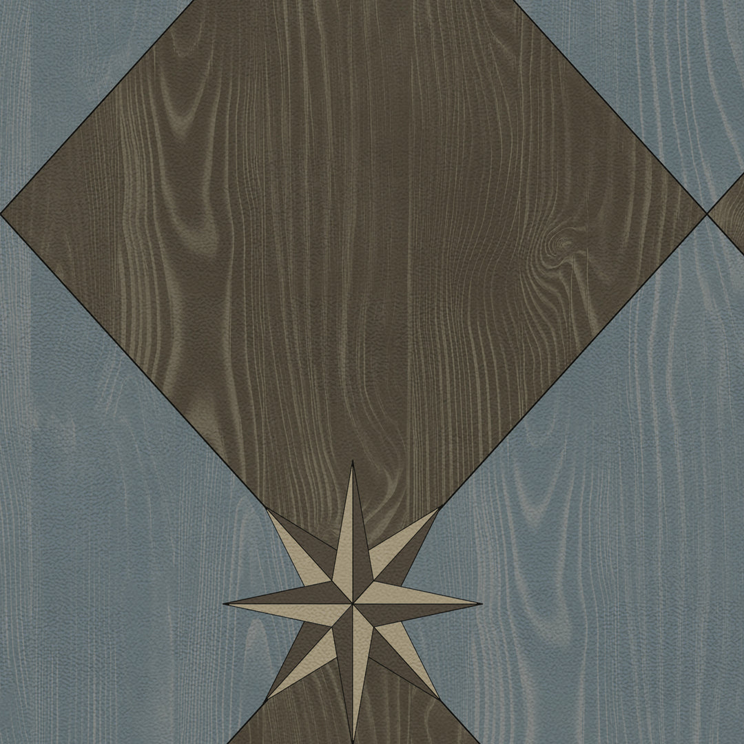 Vintage Vinyl Floorcloth Rug (Williamsburg – Compass Diamond – Garden Soirée)