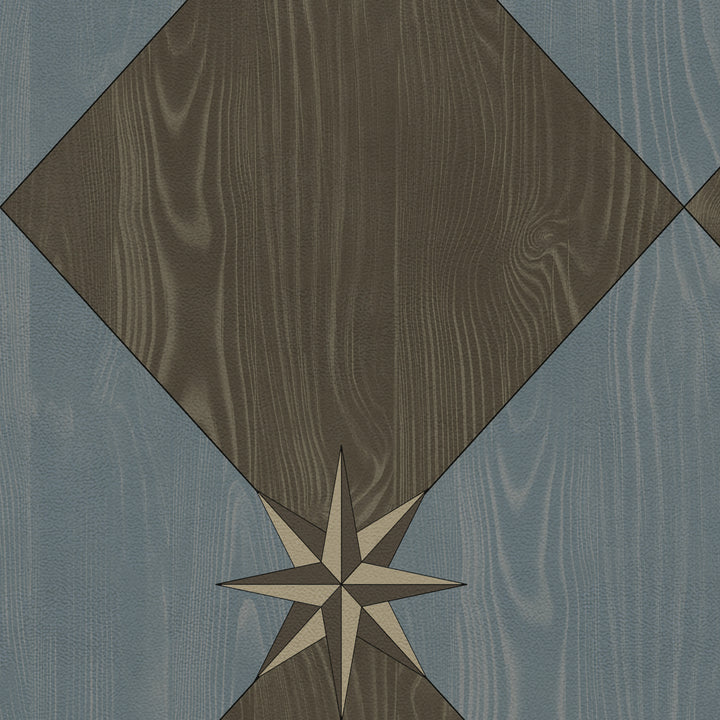 Vintage Vinyl Floorcloth Rug (Williamsburg – Compass Diamond – Garden Soirée)