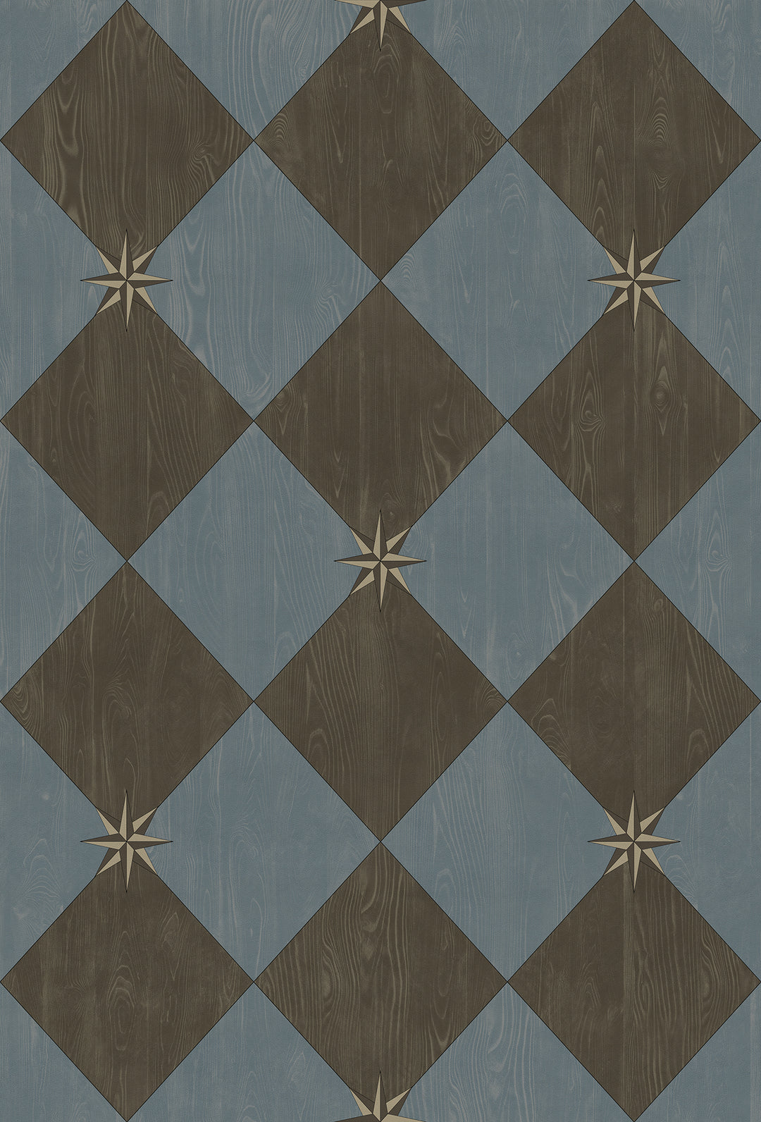 Vintage Vinyl Floorcloth Rug (Williamsburg – Compass Diamond – Garden Soirée)