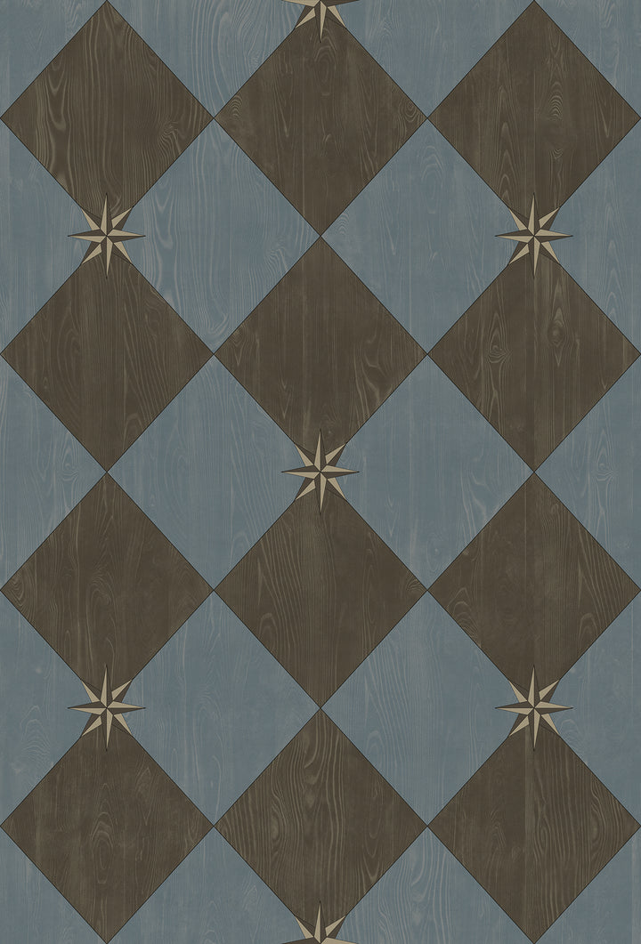 Vintage Vinyl Floorcloth Rug (Williamsburg – Compass Diamond – Garden Soirée)