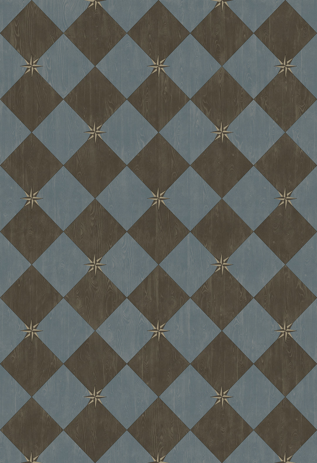 Vintage Vinyl Floorcloth Rug (Williamsburg – Compass Diamond – Garden Soirée)