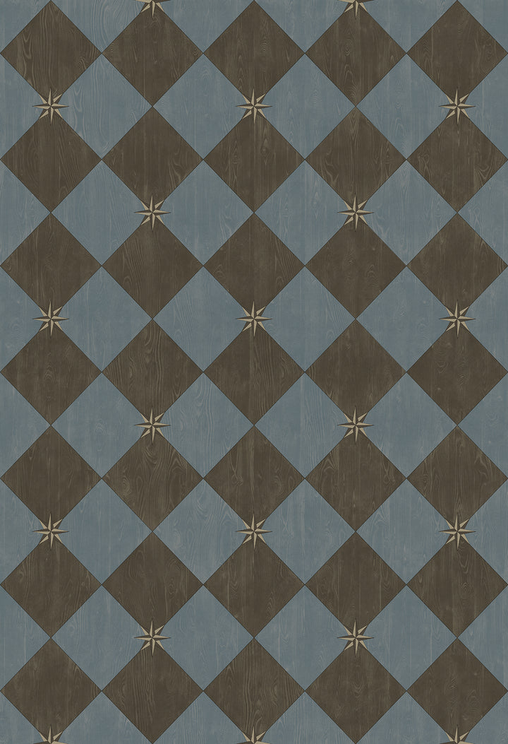 Vintage Vinyl Floorcloth Rug (Williamsburg – Compass Diamond – Garden Soirée)